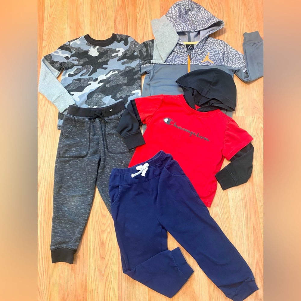 🏀4T BOYS NIKE ZIP UP HOODIE CHAMPION LONG SLEEVE LOT WINTER BUNDLE MATCHING SET